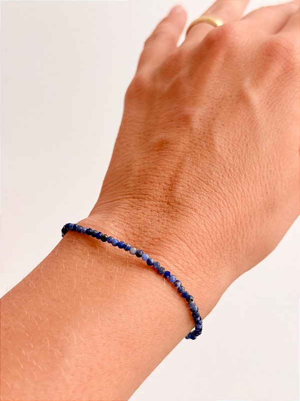 Pulseira de Sodalita 2mm Multifacetada - Direcionamento, Clareza Mental, Decisões, Discernimento