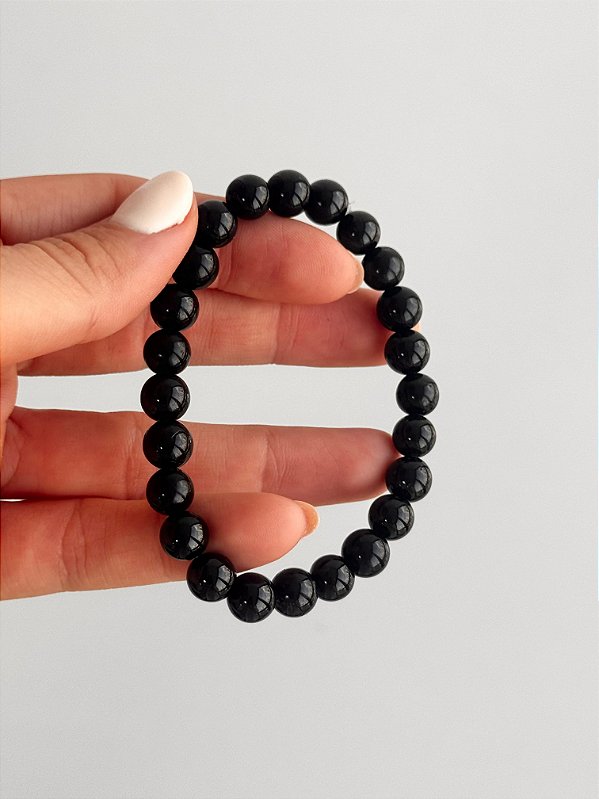 Pulseira de Turmalina Negra Redonda 8mm - Proteção Energética e Espiritual, Inseguranças e Soluções