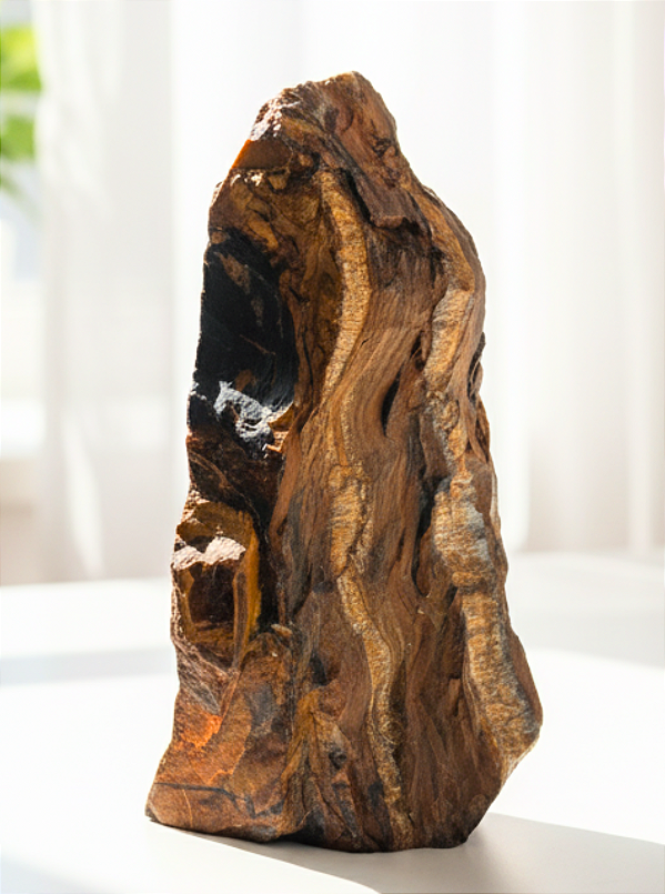 Olho de Tigre - Base Serrada GRANDE 20cm - Contra Inveja e Olhado; Autoconfiança; Coragem e Determinação