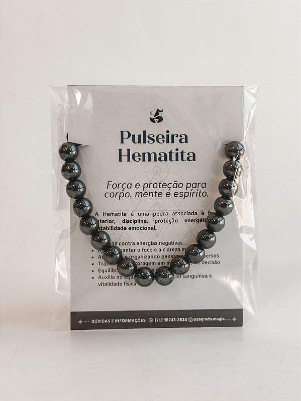 Pulseira de Hematita 8mm Regulável - Proteção, Disciplina, Afasta Vícios e Melhora Hábitos