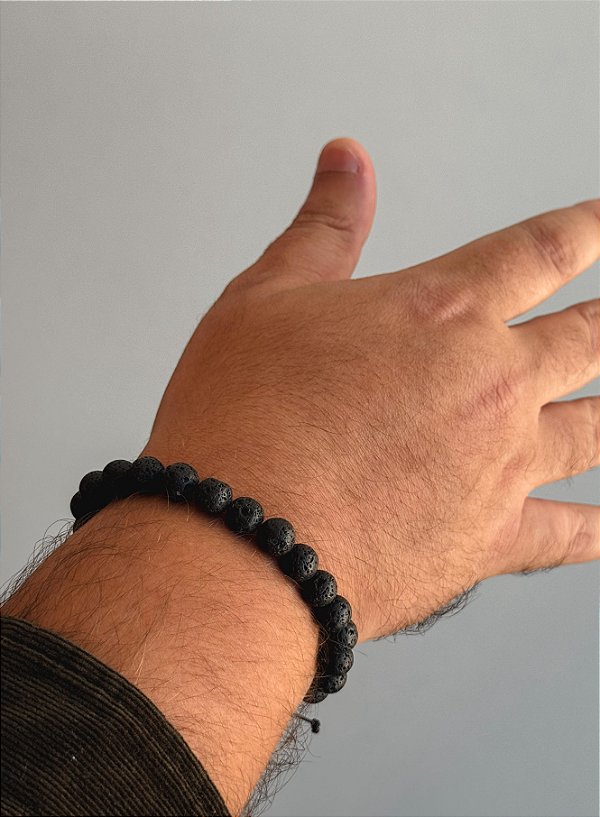 Pulseira de Lava Vulcânica 8mm Regulável - Resiliência, Força e Autossabotagem