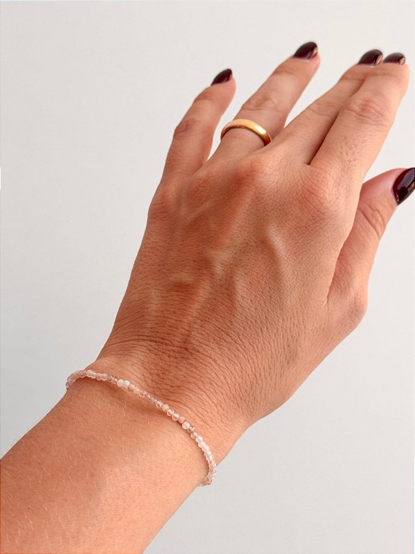 Pulseira de Pedra do Sol 2mm Multifacetada - Pedra do Sucesso