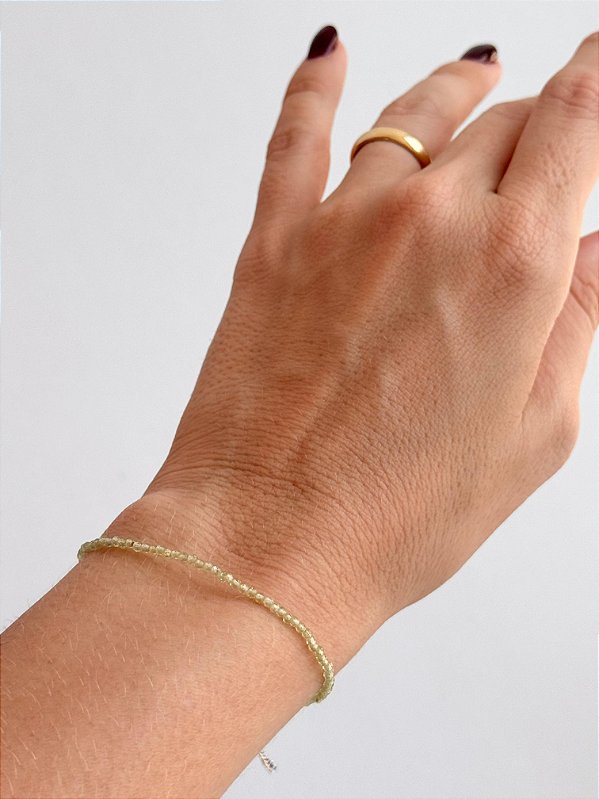 Pulseira de Peridoto 2mm Multifacetada - Transformação; Mudanças Drásticas; Destino; Libera Tensões