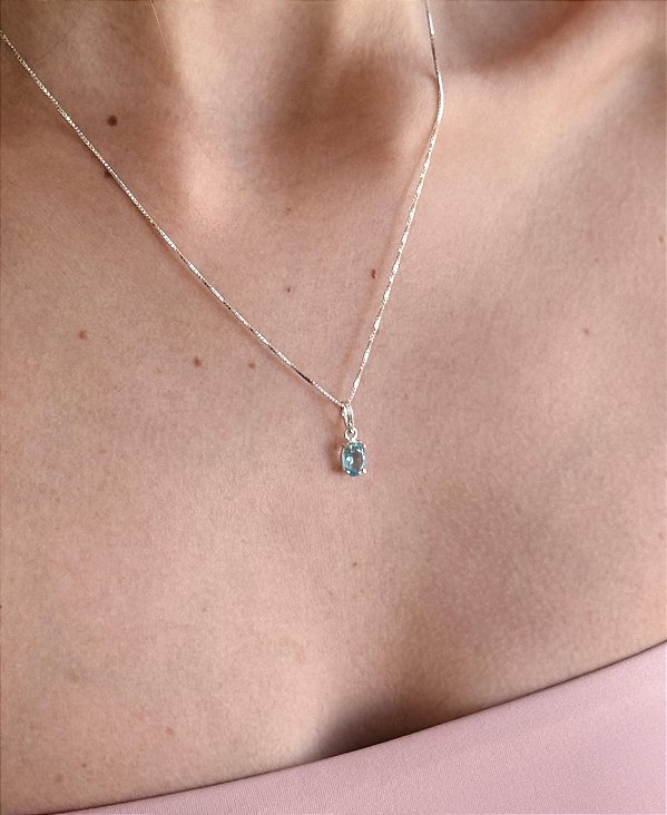 Pingente de Topázio Azul em Prata 925 - Manifestação, Missão de Alma e Crescimento Espiritual