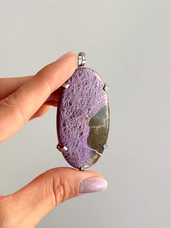 Pingente de Stichtita - Peça Única - PSTICH01 - RARO; Doador de Coragem; Traumas, Raivas e Mágoas; Abre o Coração para o Novo e para o Amor