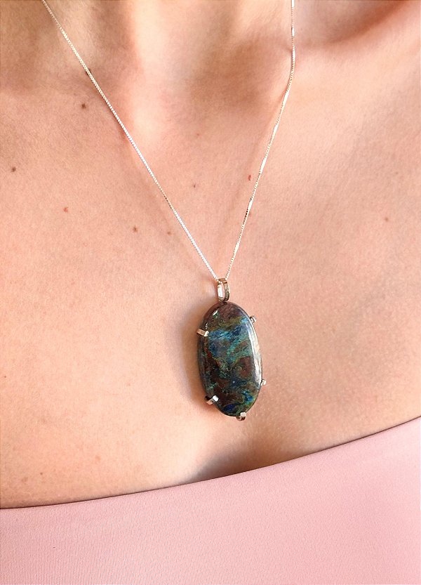 Pingente de Shattuckita - Peça Única - PSHAT01 - Criação do Novo; Sonhar Alto; Abundância; Energia Vital