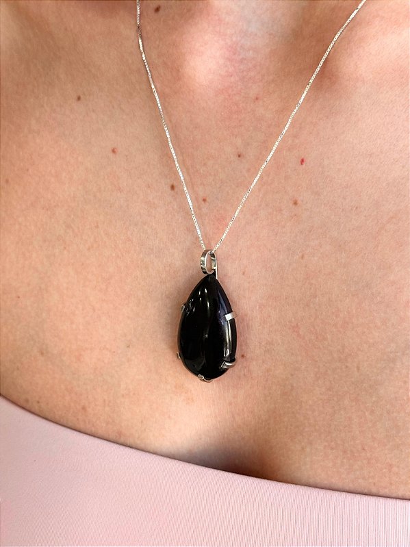 Pingente de Obsidiana - Peça Única - POBSID01 - Proteção e Consciência