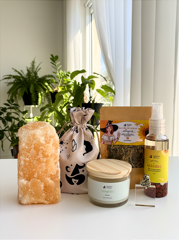 Combo Alegria - Base Serrada; Vela; Spray; Banho; Pingente