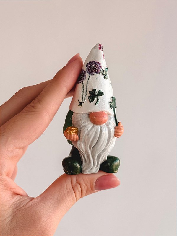 Gnomo Trevo - Sorte, Amor, Gentileza e Prosperidade