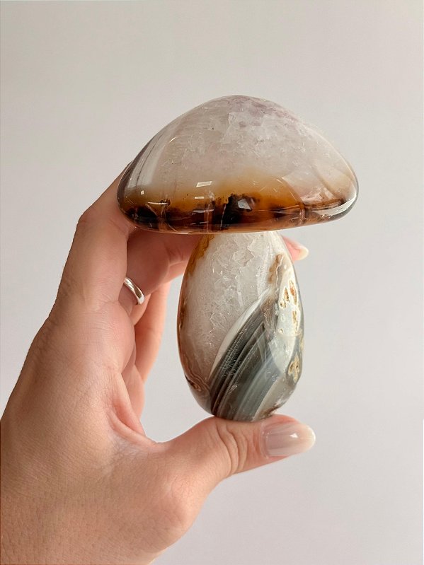 Cogumelo de Ágata - CGAGA04 366g - Pedra da Sorte, Coragem e Autoconfiança