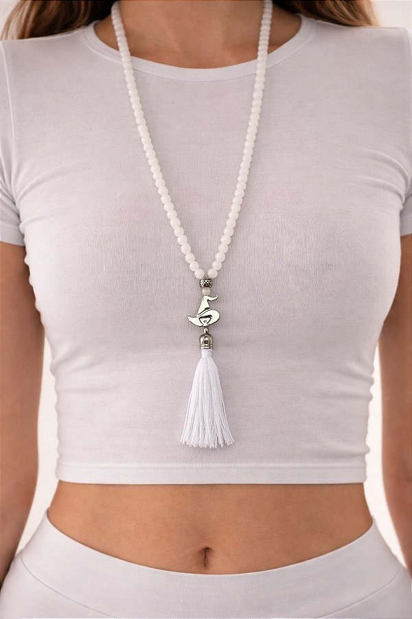 Japamala de Selenita 6mm - 108 Contas - Pureza de Ganga - Limpeza Energética; Paz de Espírito; Cansaço Mental e Dores