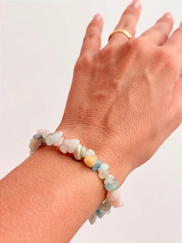 Pulseira de Morganita - Viver com Leveza e Presença; Cura Profunda; Abre o Coração; Amor Verdadeiro
