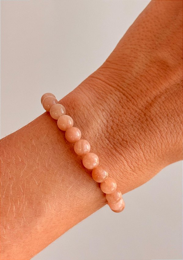 Pulseira de Pedra da Lua de Marrocos Redonda 6mm - Sagrado Feminino, Sensualidade e Fertilidade