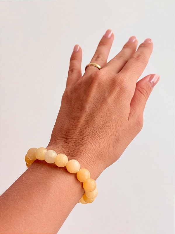 Pulseira de Calcita Amarela Redonda 10mm - Movimento, Realizações, Alegria e Entusiasmo
