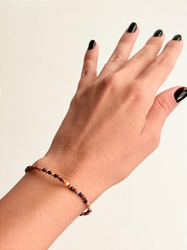 Pulseira de Jaspe Mokaíta 2mm Multifacetada - Correção de Karmas, Jovialidade e Força