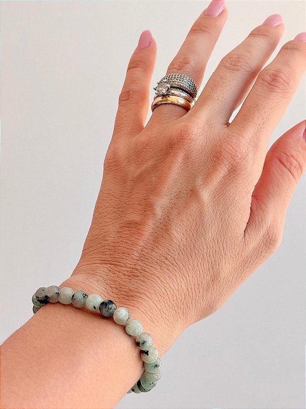 Pulseira de Jaspe Lótus Redonda 6mm - Estabilidade para Enfrentar Desafios; Xamã Harmonizador de Aura