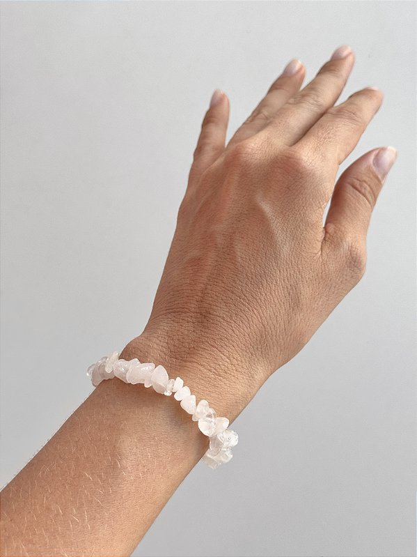 Pulseira de Quartzo Rosa - Pedra do Amor - Cura do Coração, Amor Próprio, Perdão e Gratidão
