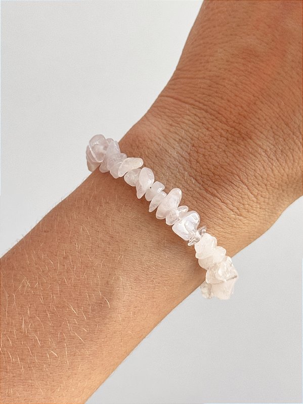 Pulseira de Quartzo Rosa - Pedra do Amor - Cura do Coração, Amor Próprio, Perdão e Gratidão
