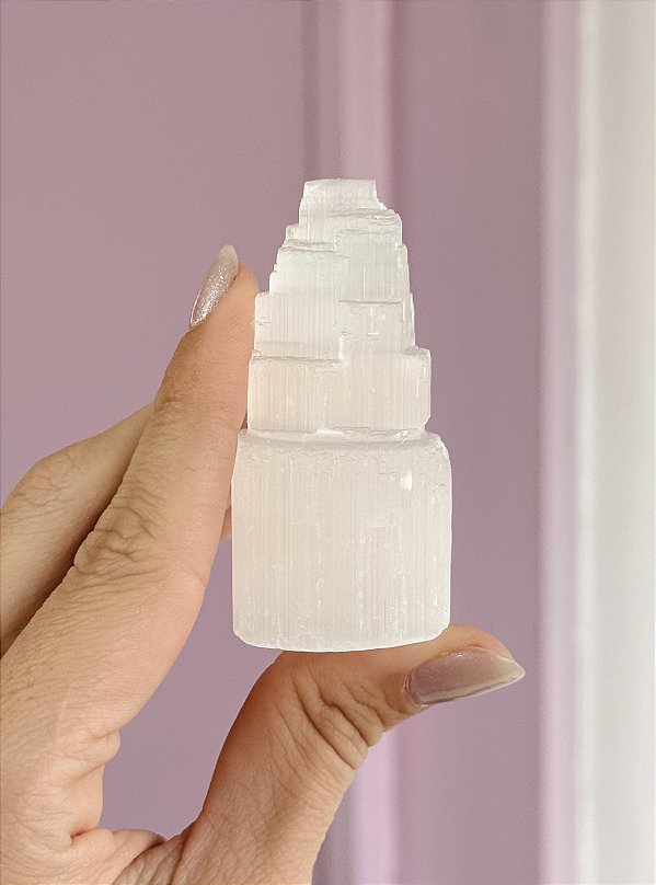 Torre de Selenita Baby 7cm - Limpeza Energética; Paz de Espírito; Cansaço Mental e Dores