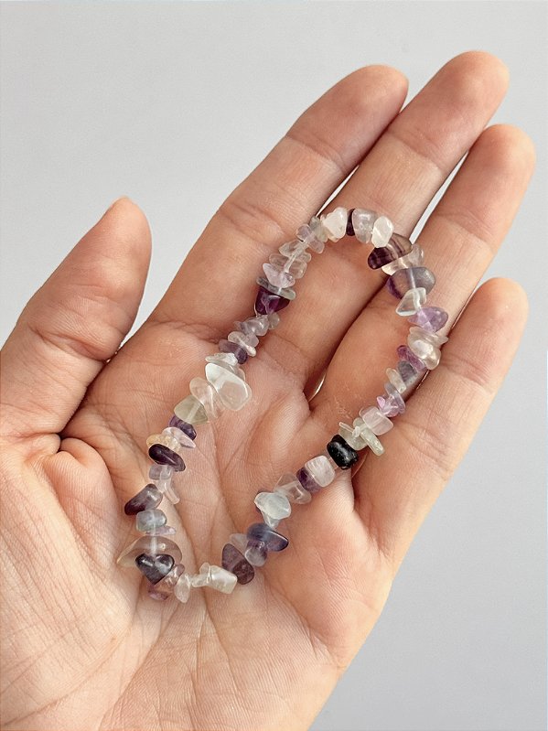 Pulseira de Fluorita Arco-Íris - Superação, Despertar Espiritual, Purificação, Ordem e Concentração