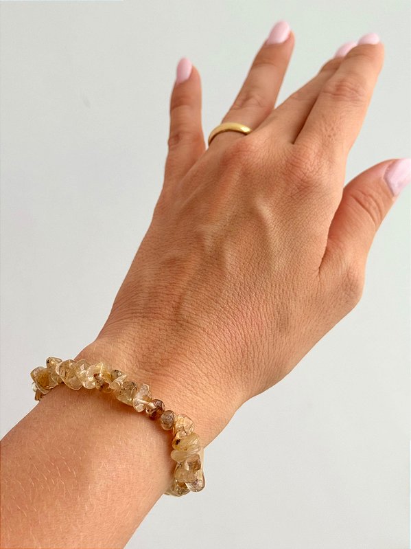 Pulseira de Quartzo Rutilado - Cura do Passado; Manifestação; Amplificador; Viagens Astrais