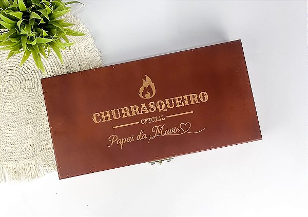Conjunto Faca Artesanal 8 Polegadas, Chaira e Garfo para Churrasco com Estojo Personalizado