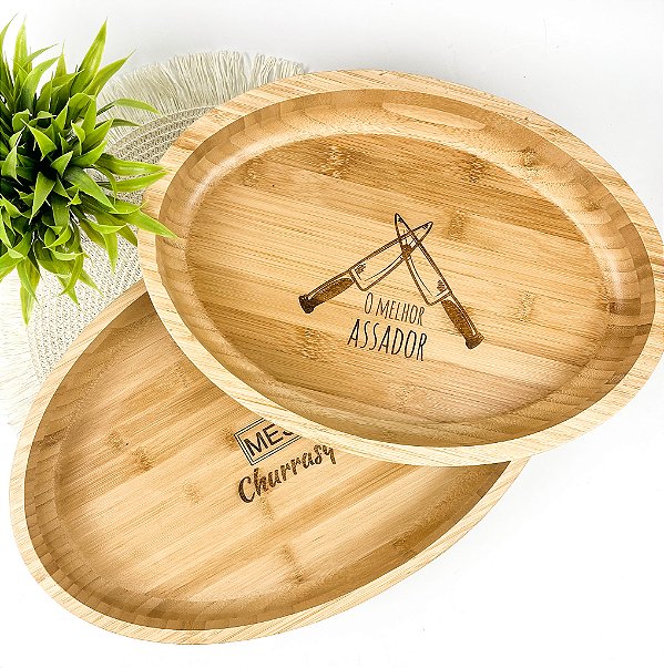 Kit Gamelas Ovais em Bambu Personalizado 2 Peças