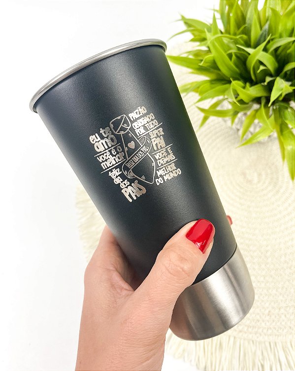Copo Preto Com Abridor 500ml Personalizado