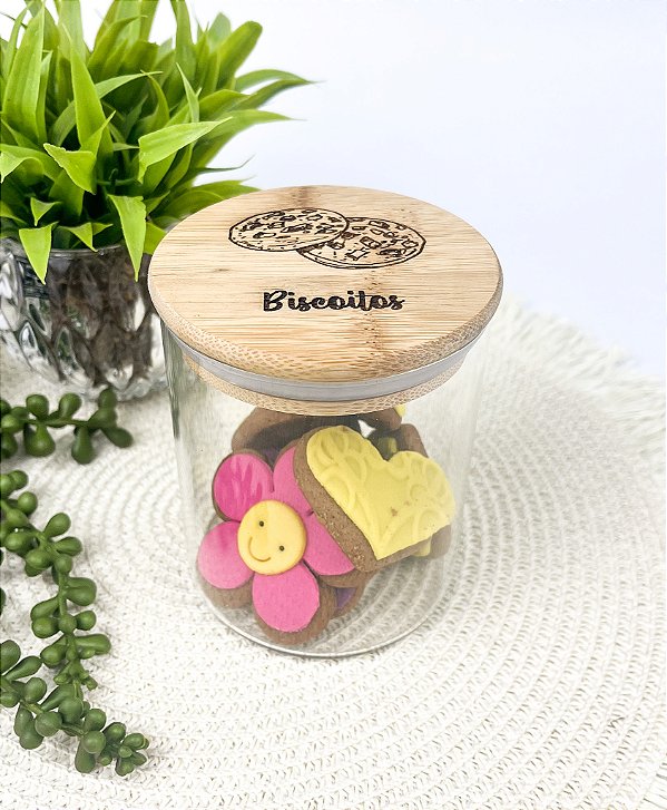 Pote Hermético Com Tampa de Bambu 520ml Personalizada
