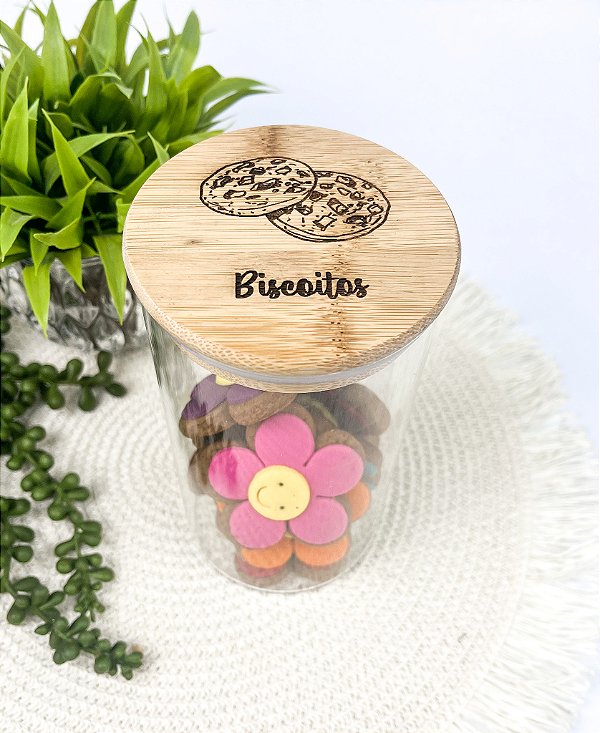Pote Hermético Com Tampa de Bambu 770ml Personalizada