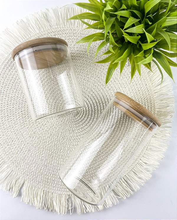 Kit Potes Herméticos Com Tampa de Bambu 2 Pçs 520ml/770ml Personalizados