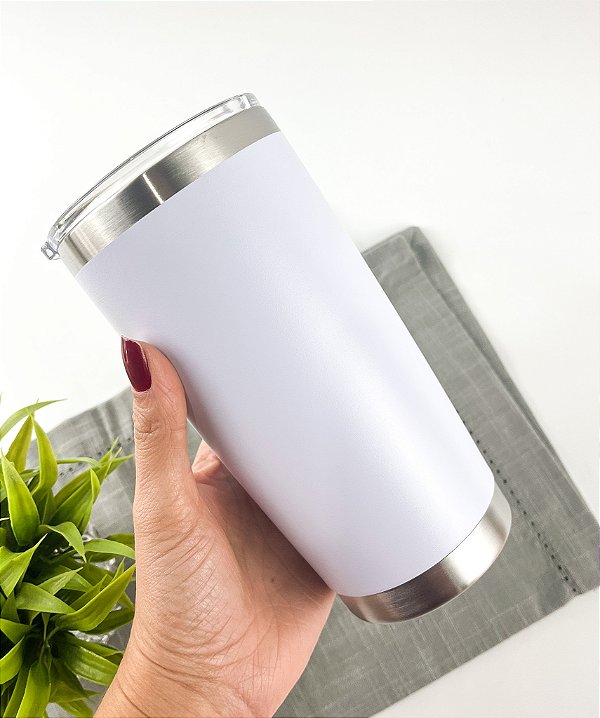 Copo Térmico Com Tampa 500ml Branco Personalizado