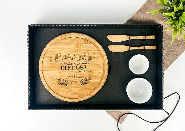Kit Para Petisco Bambu 5 Pçs Personalizado - Batizado