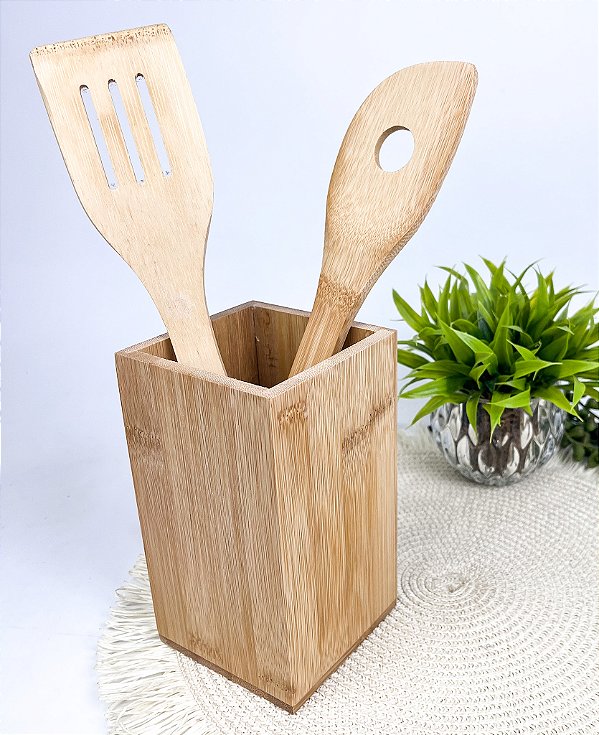 Conjunto Utensílios em Bambu 3 Peças Personalizado