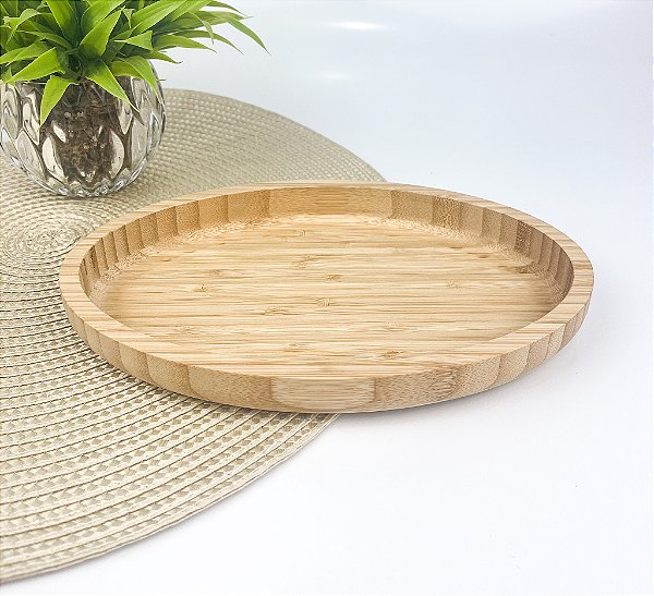 Gamelinha Oval P para Petiscos em Bambu Personalizada