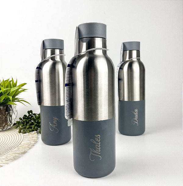 Garrafa Térmica Urbana 450ml Inox/Cinza Personalizada