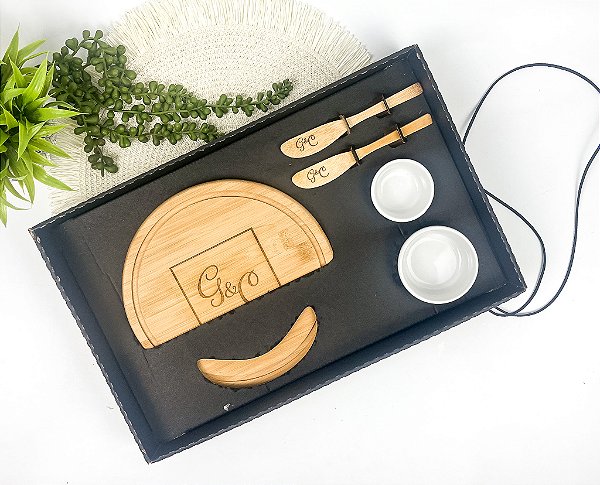 Kit Para Petisco Bambu 5 Pçs Personalizado - Casamento