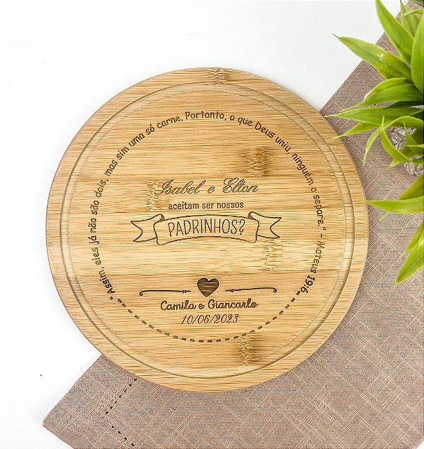 Tábua de Corte Bambu Personalizada - Casamento