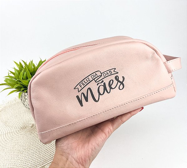 Necessaire Estojo Feminina de Couro Legítimo Personalizada - Mãe
