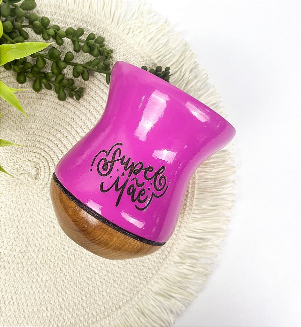 Cuia de Madeira Imbua Colorida Personalizada - mãe