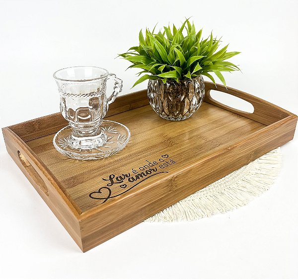 Bandeja para servir em Bambu Personalizada - Mãe