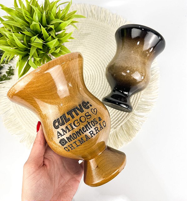 Cuia de Madeira Imbuia Personalizada