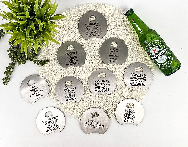 Kit Porta Copos em Inox com Abridor de Garrafas Personalizados