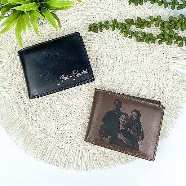 Carteira Masculina em Couro com Porta Moedas Personalizada