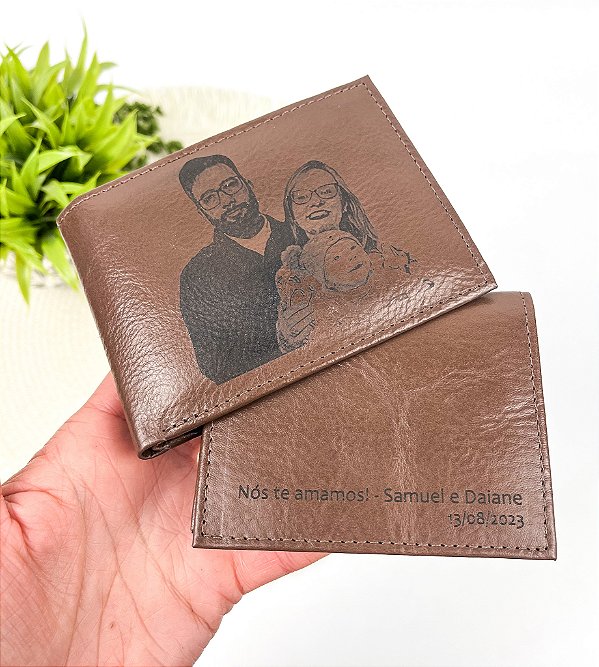 Carteira Masculina em Couro com Porta Cartões Personalizada