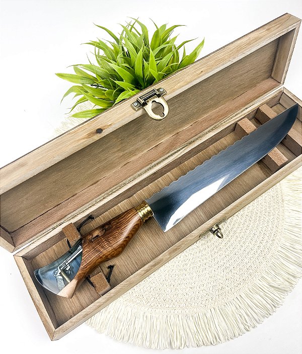 Faca Artesanal 10" Arma com Cabo em Resina  Personalizada