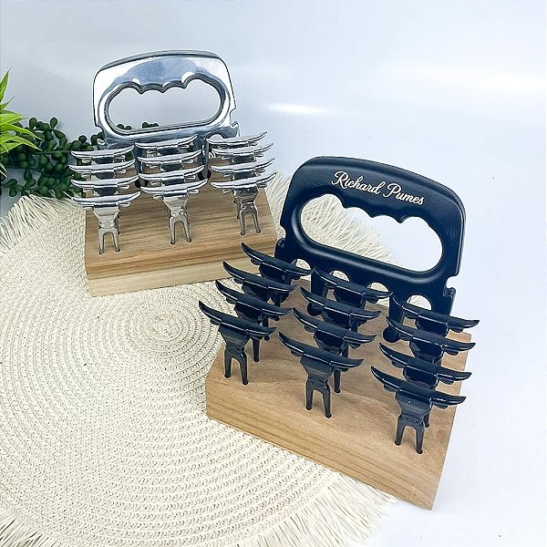 Kit Garra de Urso com 12 Garfinhos e Base Personalizado