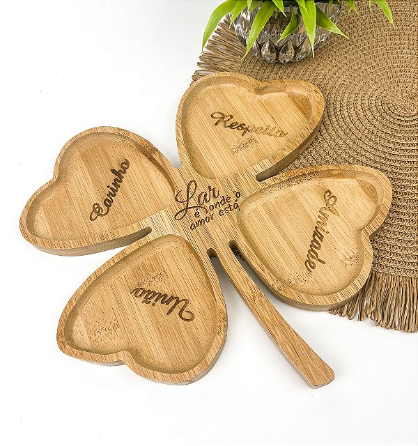 Petisqueira em Bambu Trevo com Personalização