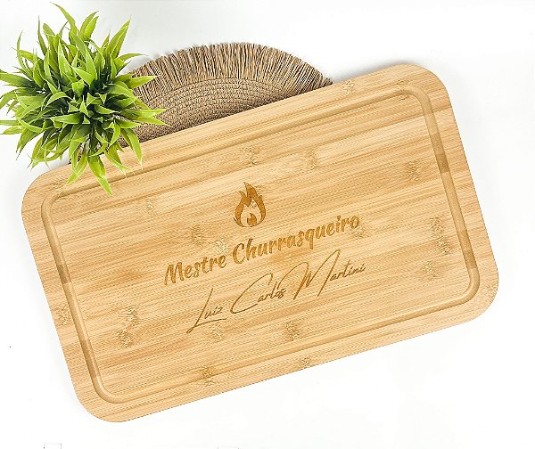 Tábua de Corte 50x30 em Bambu Retangular Personalizada