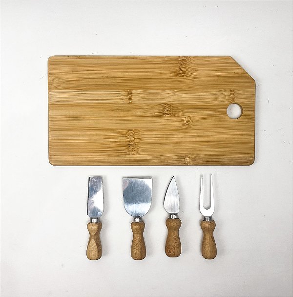 Kit para Queijo Retangular em Bambu Personalizado